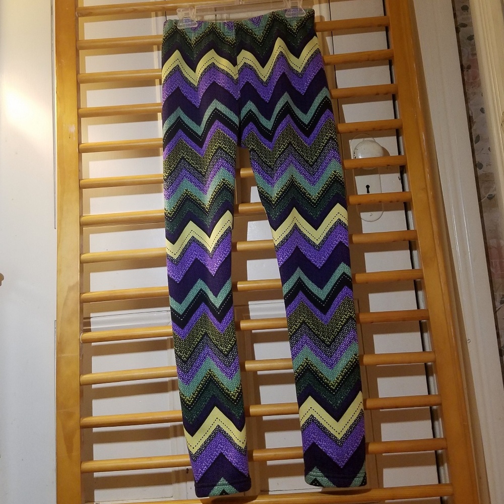 Extra Warm Fleece lined Leggings Zigzag 10/12 fun!